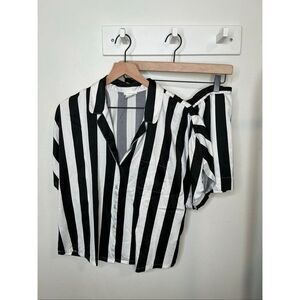 Nordstrom Shimera Stripe Short Pajama Set Medium in Black and White